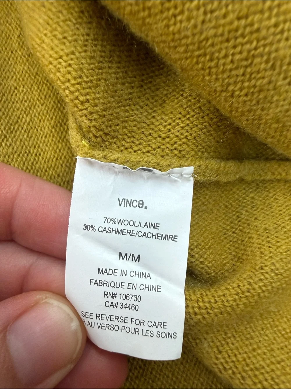 Vince Wool Cashmere Blend V Neck Tunic Sweater Medium
